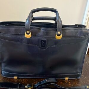 Vintage Women’s Veronica Hartman Blk leather laptop bag/briefcase.